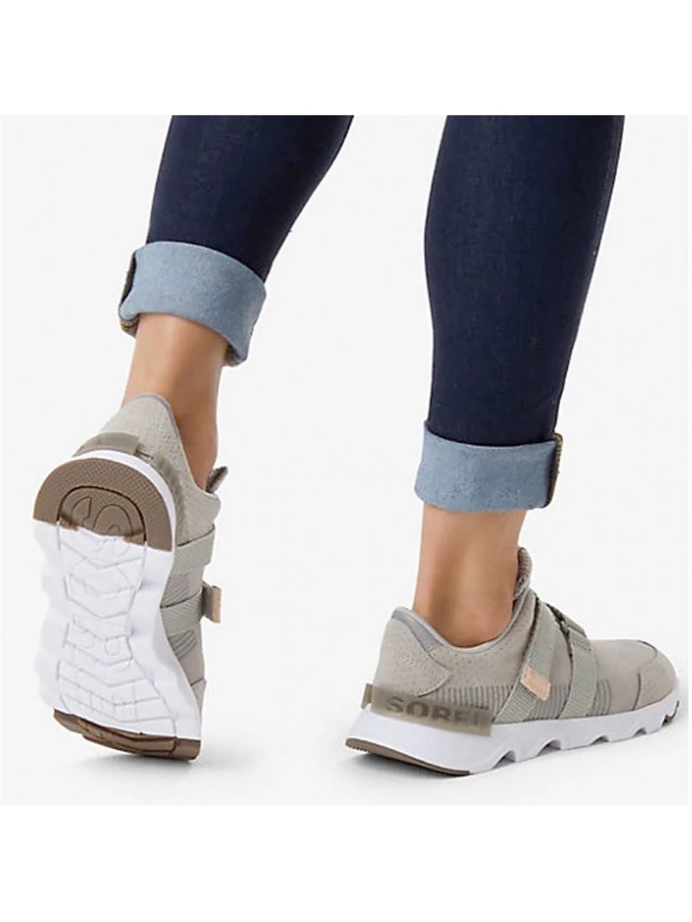 Sorel Kinetic Lite Strap Perf Sneakers in Dove Womens Size 8